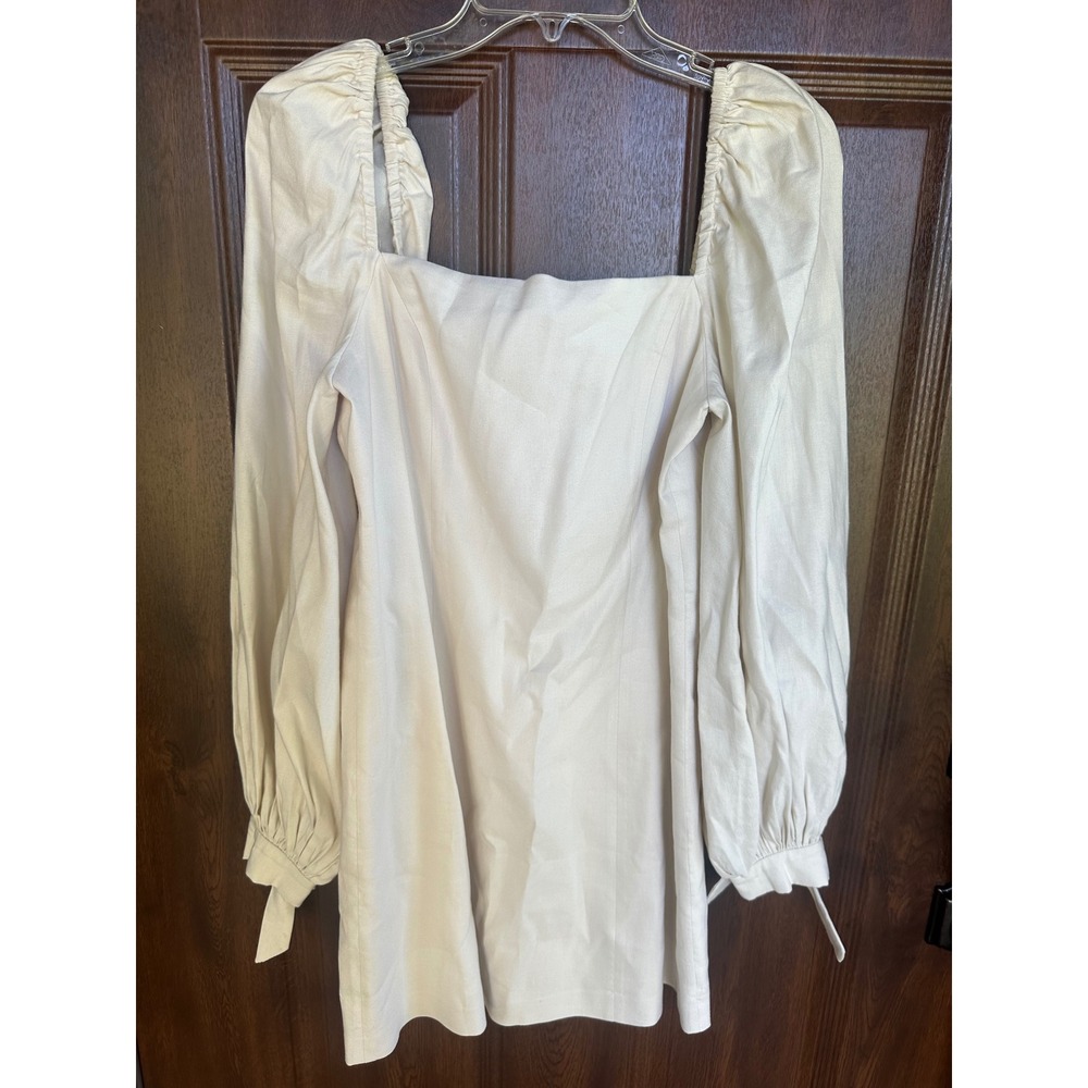 Ted Baker Women Britnie Fitted Shift Silhouette Linen Beige Mini Dress  Size 4